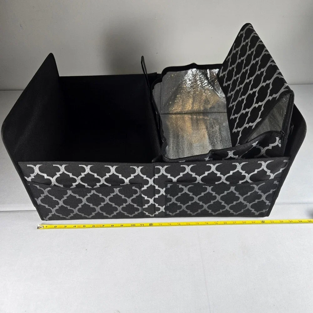 Joy Mangano Huggable Hangers Trunk Organizer w‎ Divider & Insulated Cooler Tote